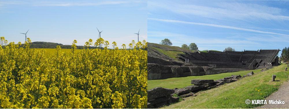 近郊では、最近、多くの風力発電用風車が立ち、ローマ時代の遺跡を発掘し立派な博物館もできた。